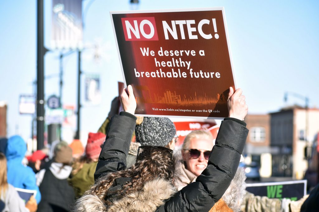 Opponents of the proposed Nemadji Trail Energy Center, or NTEC, say utilities’ plans to build the natural gas plant in Superior would threaten public health and the environment. Danielle Kaeding/WPR