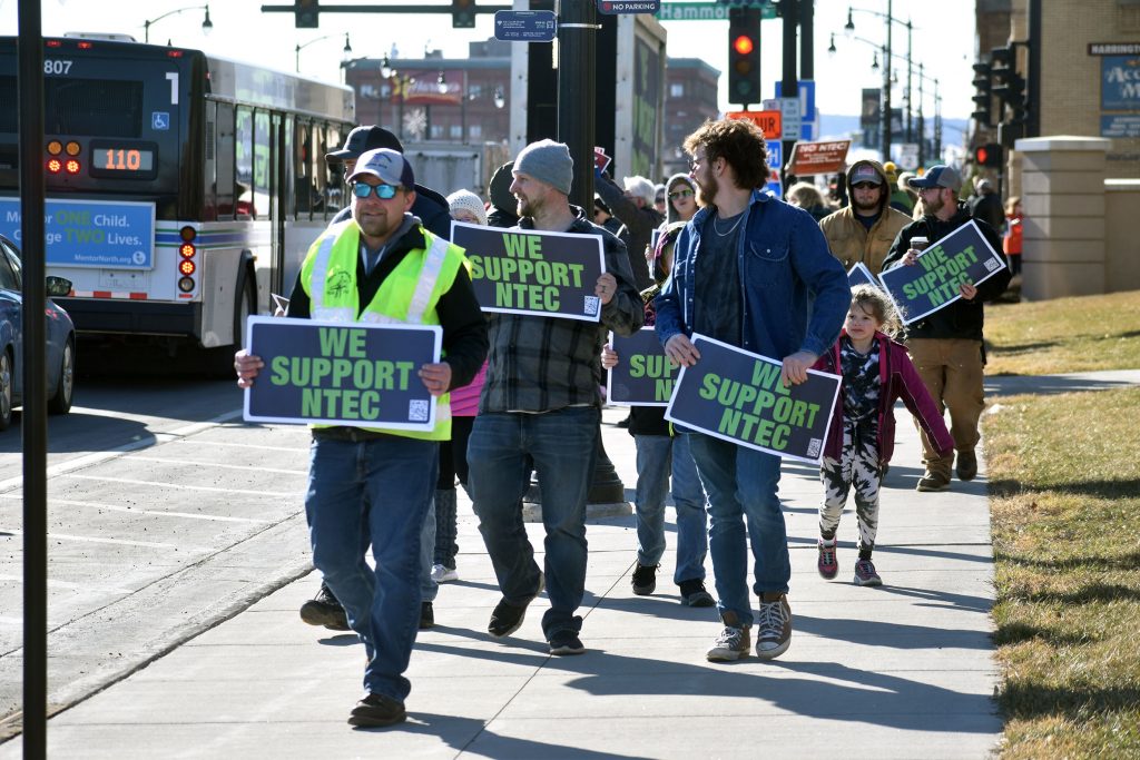 Supporters of the proposed Nemadji Trail Energy Center, or NTEC, say the natural gas plant in Superior would create hundreds of jobs and aid in the clean energy transition. Danielle Kaeding/WPR