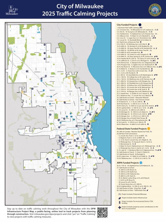 2025 Milwaukee Traffic Calming Projects. Image from Department of Public Works.