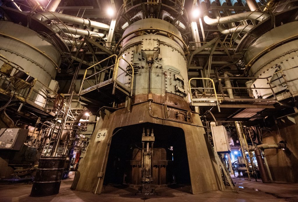 Industrial machinery stands tall Tuesday, Jan. 30, 2024, at the Edgewater Generating Station in Sheboygan, Wis. Angela Major/WPR