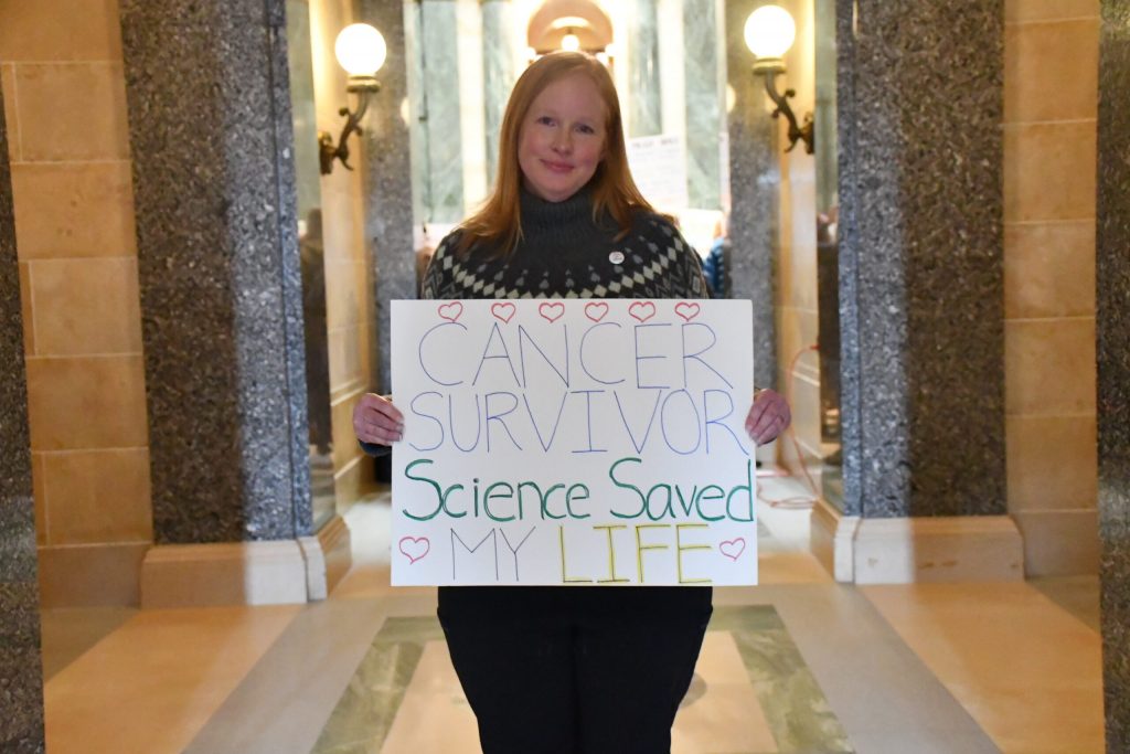 Karen Laumb is a thyroid cancer survivor, who was diagnosed 15 years ago. She said government-funded scientific research saved her life. Mackenzie Krumme/WPR