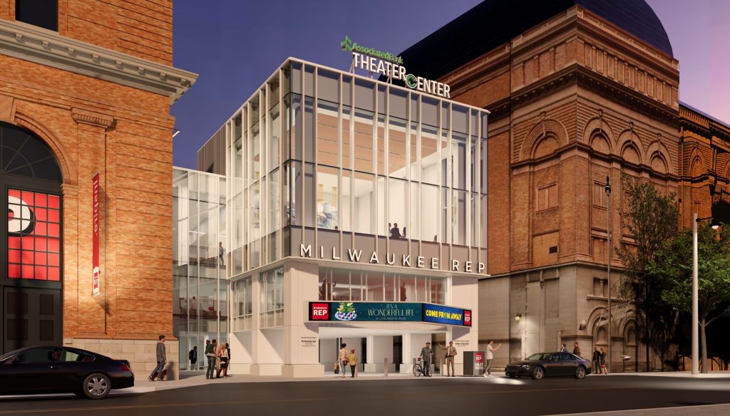 Rendering of the Milwaukee Repertory Theater’s planned new building, set to open in fall of 2025. Photo courtesy of Milwaukee Repertory Theater