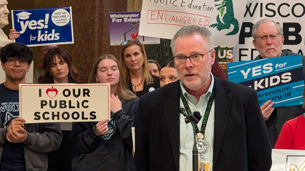 Adams-Friendship Area School District school administrator Tom Wermuth said his district can’t get off the referendum “treadmill.” Photo by Baylor Spears/Wisconsin Examiner.