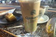 Pistachio latte from Qamaria Yemeni Coffee Co. Photo taken Feb. 18, 2024 by Sophie Bolich.