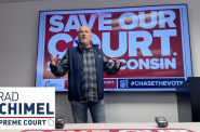 Wisconsin Supreme Court candidate Brad Schimel addresses canvassers at an early March event. (Screenshot)