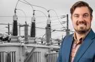 Alex Brower and electrical infrastructure. Brower photo from campaign, electrical image in public domain.