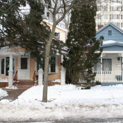 2518 and 2522 S. Superior St. - Puddlers' Cottages. Photo taken February 8th, 2021 by Jeramey Jannene. All Rights Reserved.