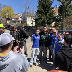 Brewers outfielder Ryan Braun poses for photos with Habitat for Humanity volunteers.

Photo taken May 3rd, 2019 by Jeramey Jannene. All Rights Reserved.