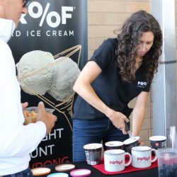 Proof representative scoops samples of spiked ice cream. Photo taken May 22, 2024 by Sophie Bolich.