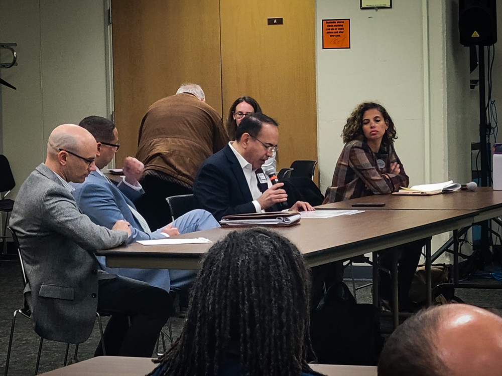 Jorge Franco, interim CEO of the Social Development Commission and chair of SDC’s Board of Commissioners, gives remarks earlier this month during a public hearing at the Milwaukee State Office Building, 819 N. 6th St. (Photo by PrincessSafiya Byers)
