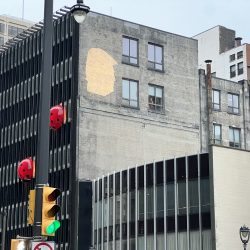 Trump Bat Signal on Ladybug Building. Photo taken Nov. 3, 2024 by Jeramey Jannene. All Rights Reserved.