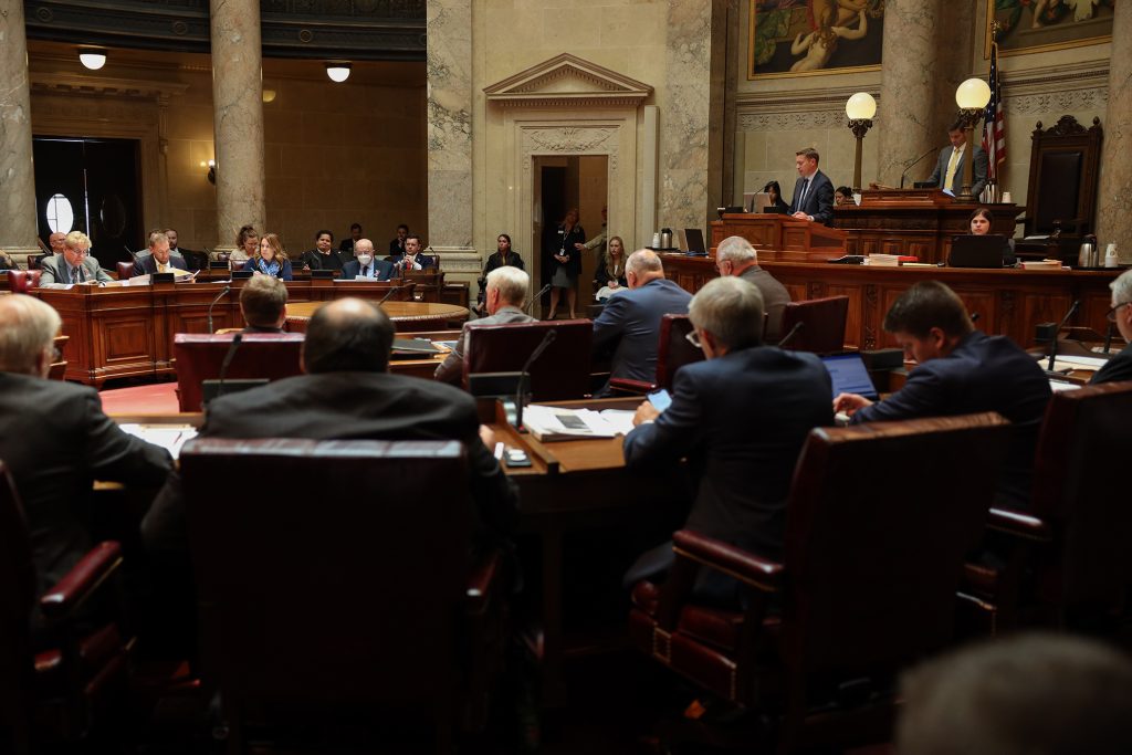 The Wisconsin state Senate is photographed in session on June 7, 2023, in the Wisconsin State Capitol building in Madison, Wis. Drake White-Bergey/Wisconsin Watch