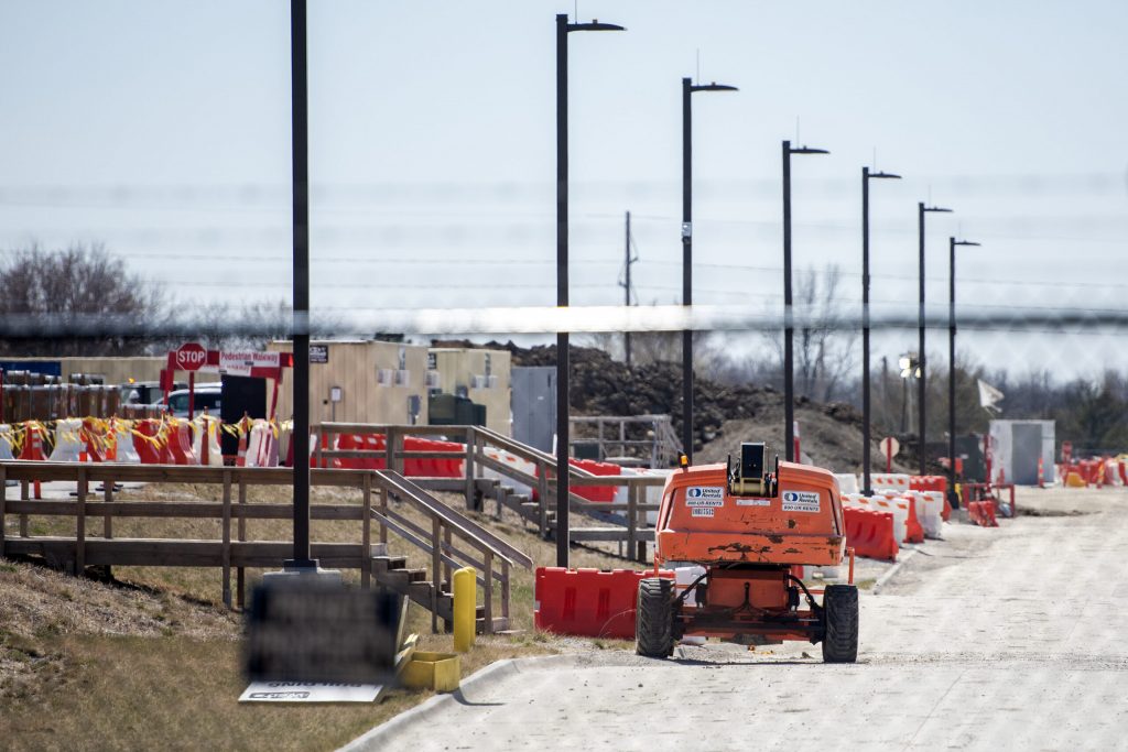 Construction is ongoing near a Microsoft data center Tuesday, April 8, 2025, in West Des Moines, Iowa. Angela Major/WPR