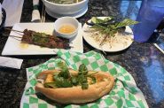 Banh mi and pork skewers from Pho Ever. Photo by Sophie Bolich.
