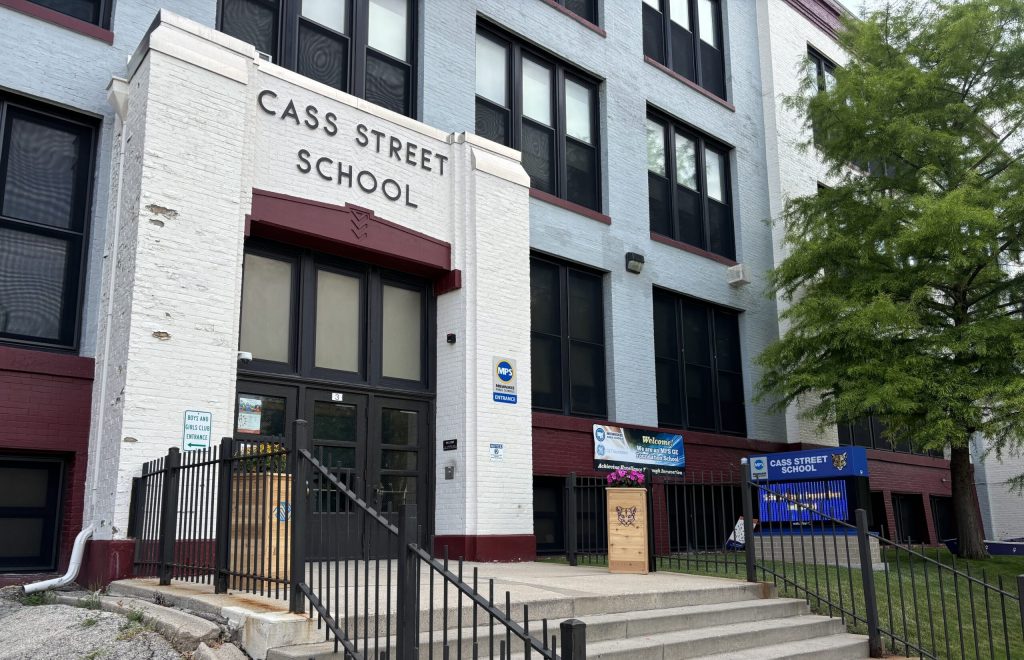 The Milwaukee Public Schools entrance on June 25, 2024. Margaret Faust/WPR