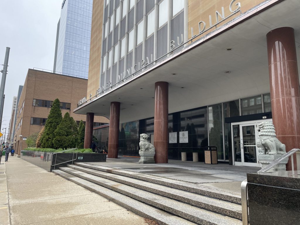 The Frank P. Zeidler Municipal Building in Milwaukee, which houses the Milwaukee Health Department, on May 1, 2025. Nick Rommel/WPR