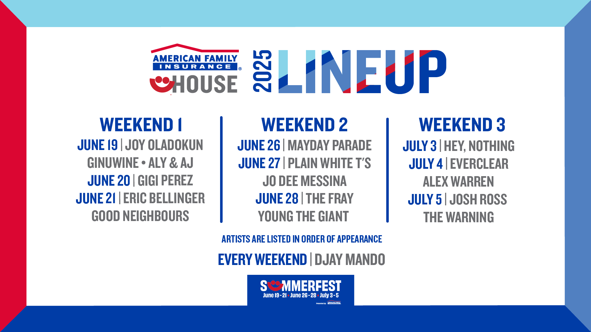 Summerfest Announces American Family Insurance House Lineup