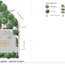 Rendering of proposed library parking lot improvements. Image from the Milwaukee Public Library.