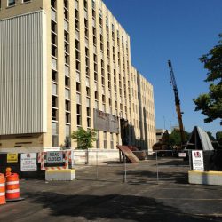 Demolition has start on the Schlitz Brew House. Photo taken August 17th, 2013 by Dave Reid.