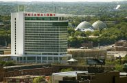 The Potawatomi Hotel & Casino can be seen  from atop the Hilton City Center. Photo taken September 16th, 2014 by Brian Jacobson.