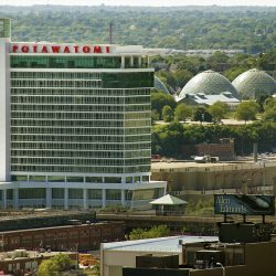 The Potawatomi Hotel & Casino can be seen  from atop the Hilton City Center. Photo taken September 16th, 2014 by Brian Jacobson.