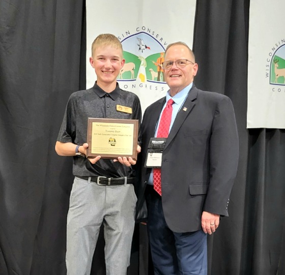 Tommy Burr of Eagle River was recognized with the first annual Youth Delegate of the Year Award by the Wisconsin Conservation Congress. / Photo Credit: Wisconsin DNR