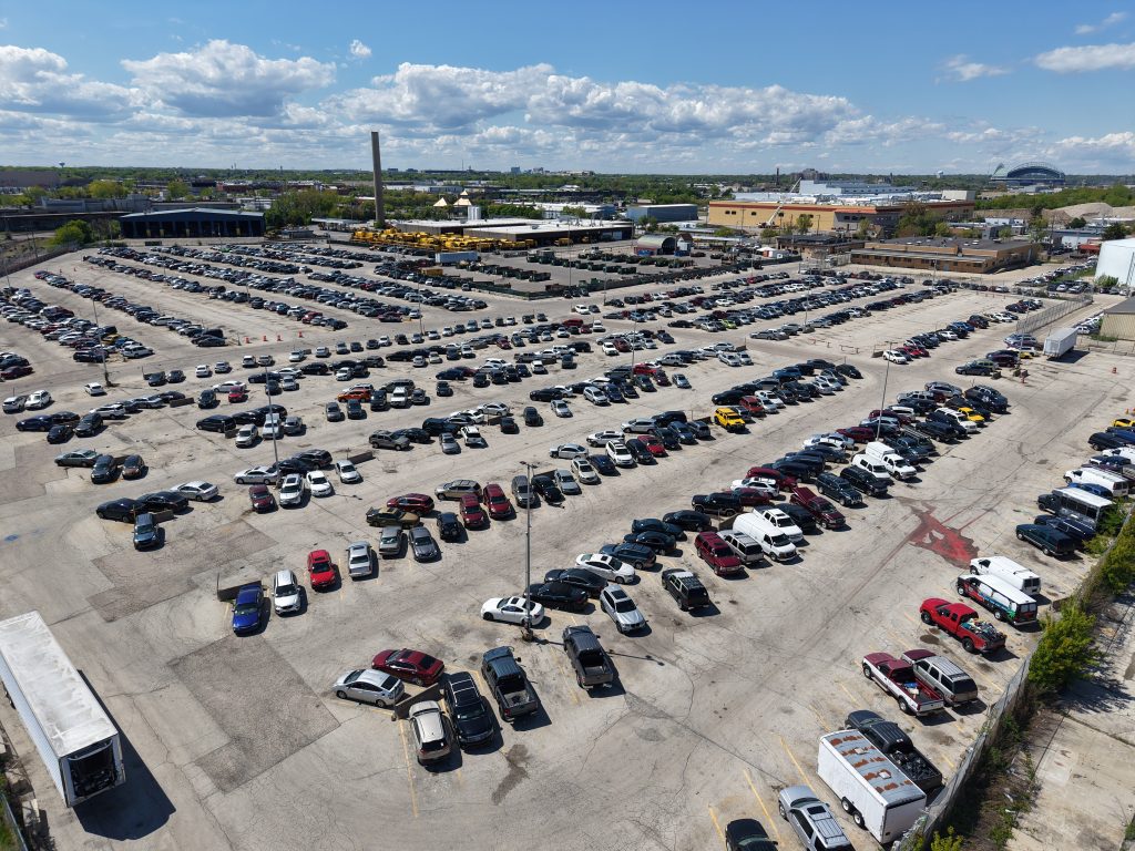 The City of Milwaukee tow lot. Photo by Urban Milwaukee staff.
