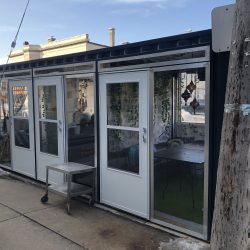 Shipping Container Dining at Cafe Benelux. Photo taken Feb. 27, 2021 by Jeramey Jannene. All Rights Reserved.