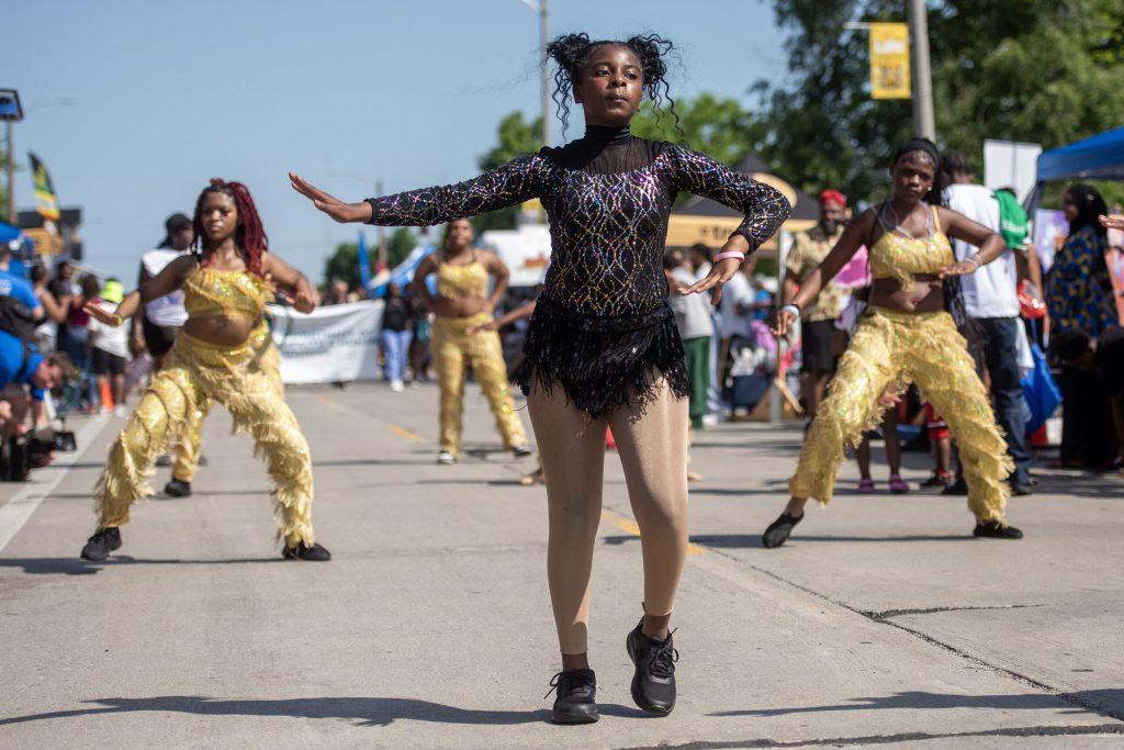 Dancers perform during the Juneteenth Jubilee Parade on Thursday, June 19, 2025, in Milwaukee, Wis. Angela Major/WPR
