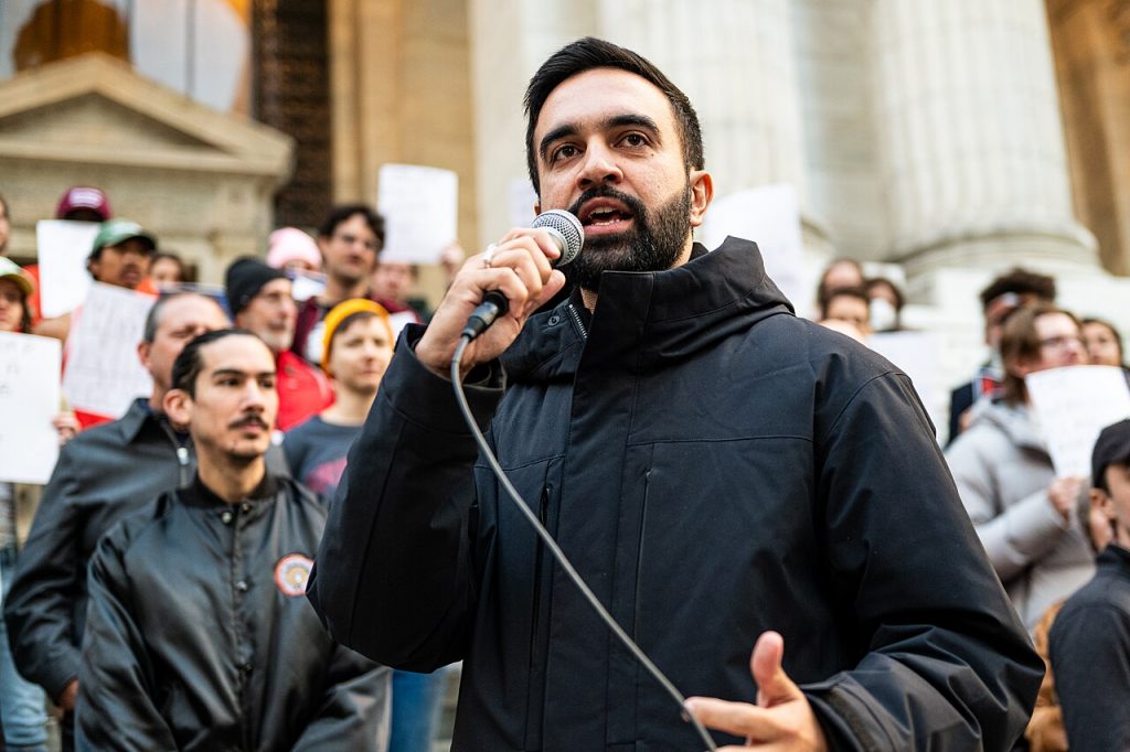 Zohran Mamdani at the Resist Fascism Rally in Bryant Park on Oct 27th 2024. Photo by Bingjiefu He, CC BY-SA 4.0 , via Wikimedia Commons