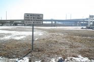 Former site of Marquette Interchange on-off ramp. As of 2014 the land is property of Marquette University. The site marked 531 N. James Lovell St.