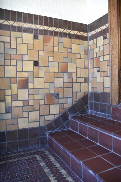 An exceptional installation of Flandria and deco tiles installed on the rare dado at the Julien Apartments on Vliet St. Photo by Ben Tyjeski.