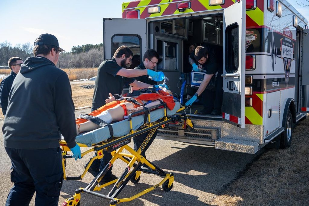 Emergency medical technician students train at the Public Safety Training Facility at Western Technical College in Sparta, Wis. The college's program trained more than 100 EMTs in 2024. The region could use far more. (Courtesy of Wisconsin Technical College System)