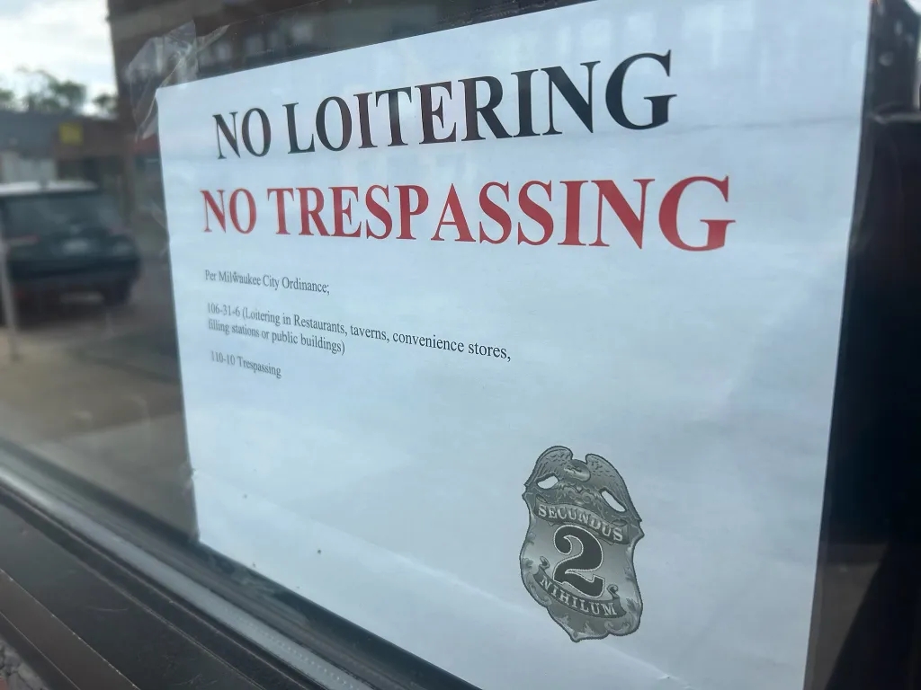 “No loitering” signs were distributed to businesses along West Lincoln Avenue to help deter prostitution and other issues in the area. (Photo by Edgar Mendez)