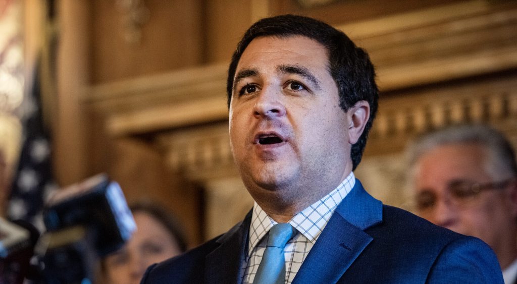 Wisconsin Attorney General Josh Kaul speaks at a press conference advocating for stricter gun laws Thursday, Sept. 21, 2023, at the Wisconsin State Capitol in Madison, Wis. Angela Major/WPR