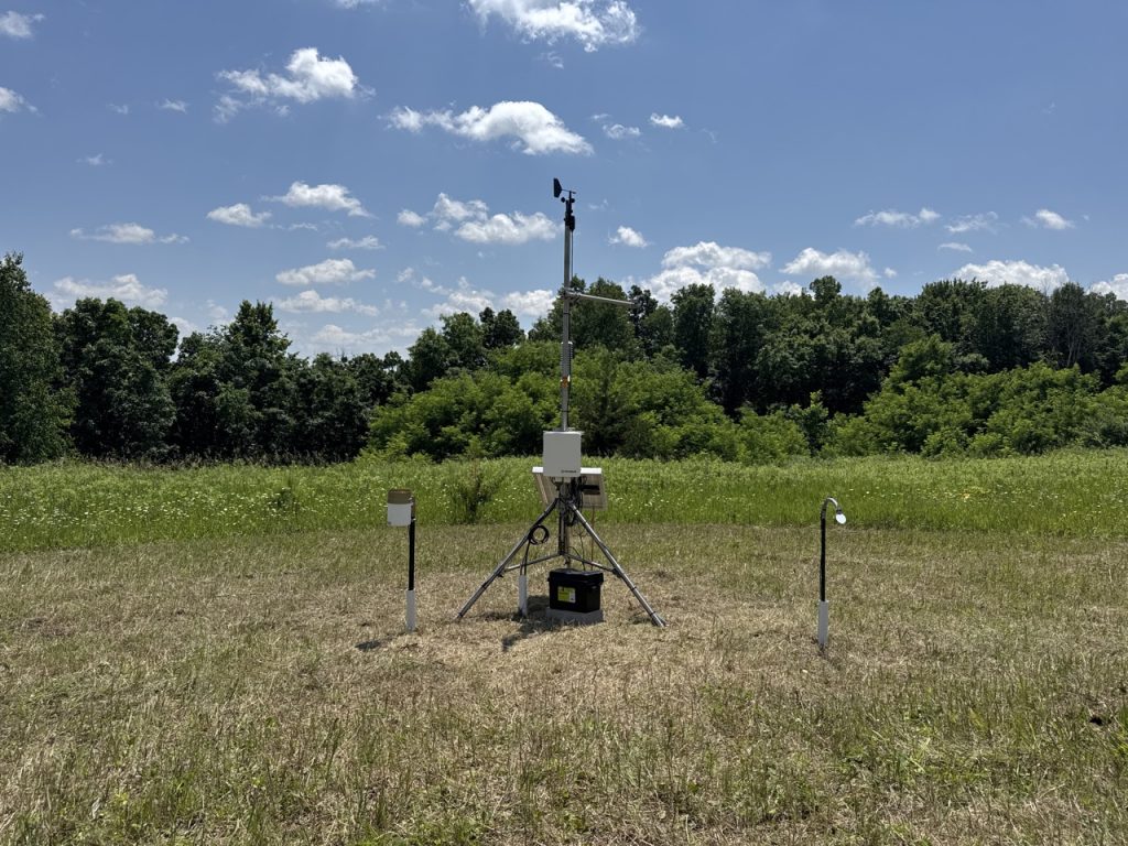 Wisconet installs and maintains weather stations throughout the state, including this one in Mindoro, which was set up on July 1, 2025. Photo courtesy of Chris Vagasky