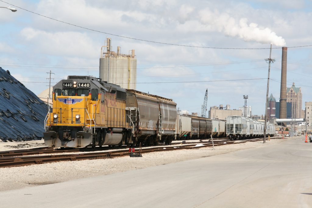 Union Pacific train at Port Milwaukee in 2020. Photo by Jeramey Jannene.