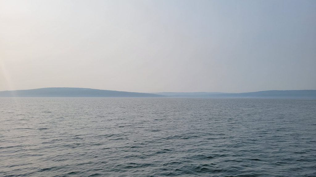 Hazy skies over the water in Bayfield, Wis., July 2025. Photo courtesy of the Wisconsin Department of Natural Resources