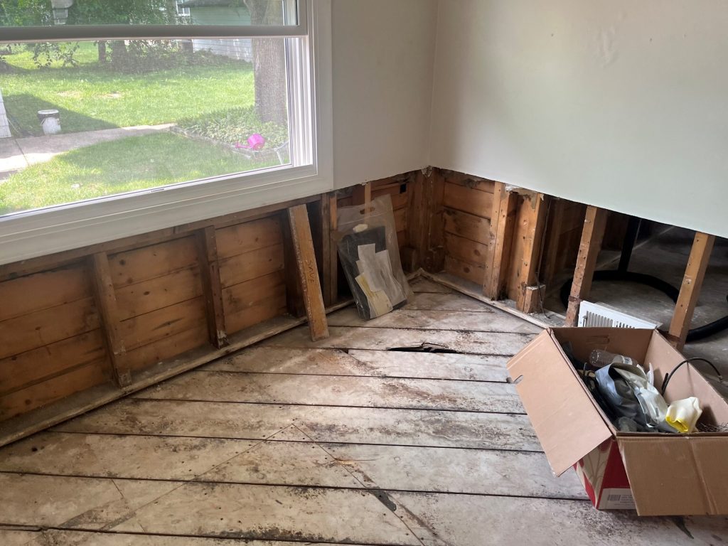 Danowski property on South 81st Street in West Allis had to be completely gutted after weekend storms. Corrinne Hess/WPR