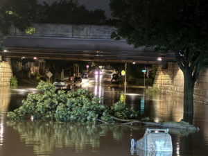 Photos of flooded streets in Milwaukee during the August 2025 storm. (Photo courtesy of Anne Tuchelski)