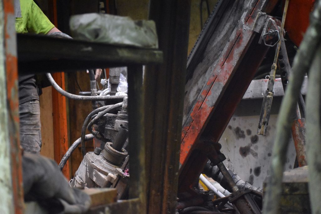 Crews are pumping cement down a drill hole as they work to seal the first two of six holes drilled at the Bend deposit in the Chequamegon-Nicolet National Forest on July 17, 2025. Danielle Kaeding/WPR
