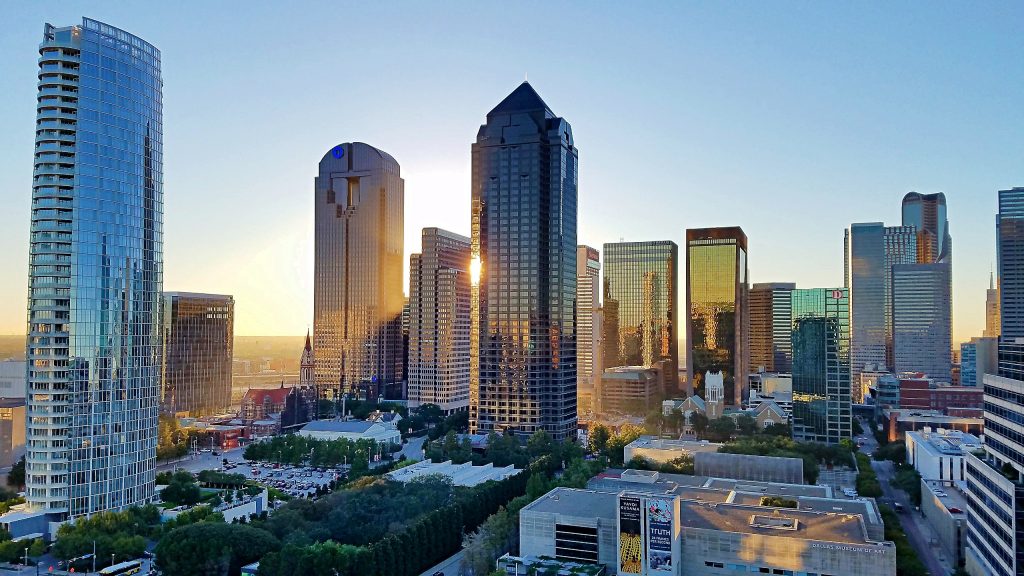 View of Dallas Arts District and the Downtown skyline. Photo by Gattacal, CC BY-SA 4.0 , via Wikimedia Commons