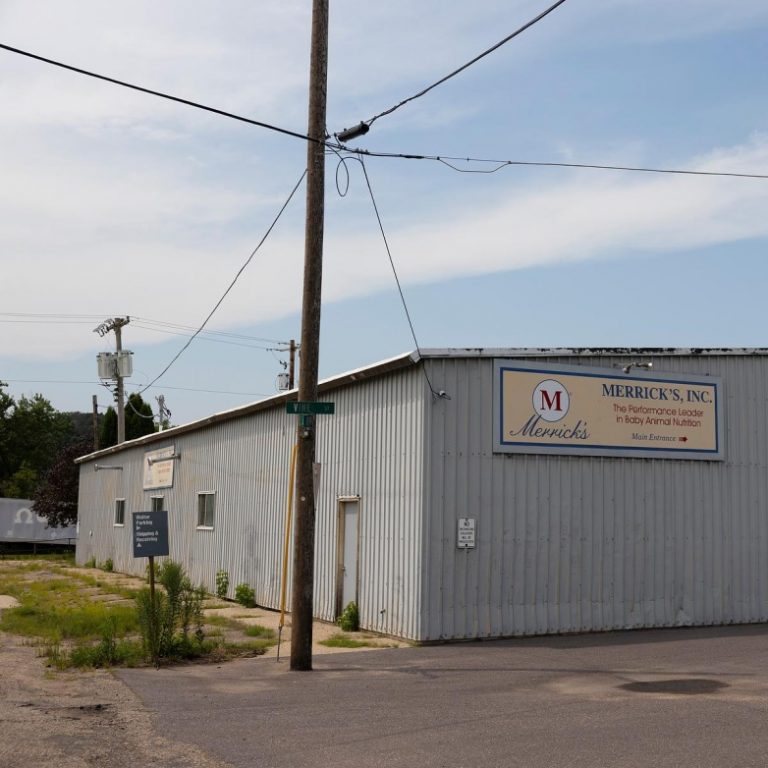 A now-abandoned factory once housed Rayovac Corp., a battery company at which Jimmy Novy suffered a workplace injury in his late 20s. The site is seen July 29, 2025, in Wonewoc, Wis. (Joe Timmerman / Wisconsin Watch)