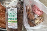 Cacao shell mulch and bakery items. Photos by Sophie Bolich.