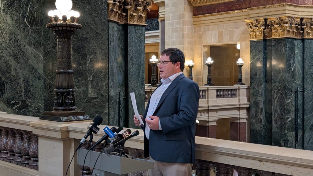 Sen. Mark Spreitzer (D-Beloit) criticized Krug’s Monday processing proposal, saying he was “very disappointed” with the new version as it contains a “poison pills” meant to satisfy the right-wing portion of his party. (Photo by Baylor Spears/Wisconsin Examiner)