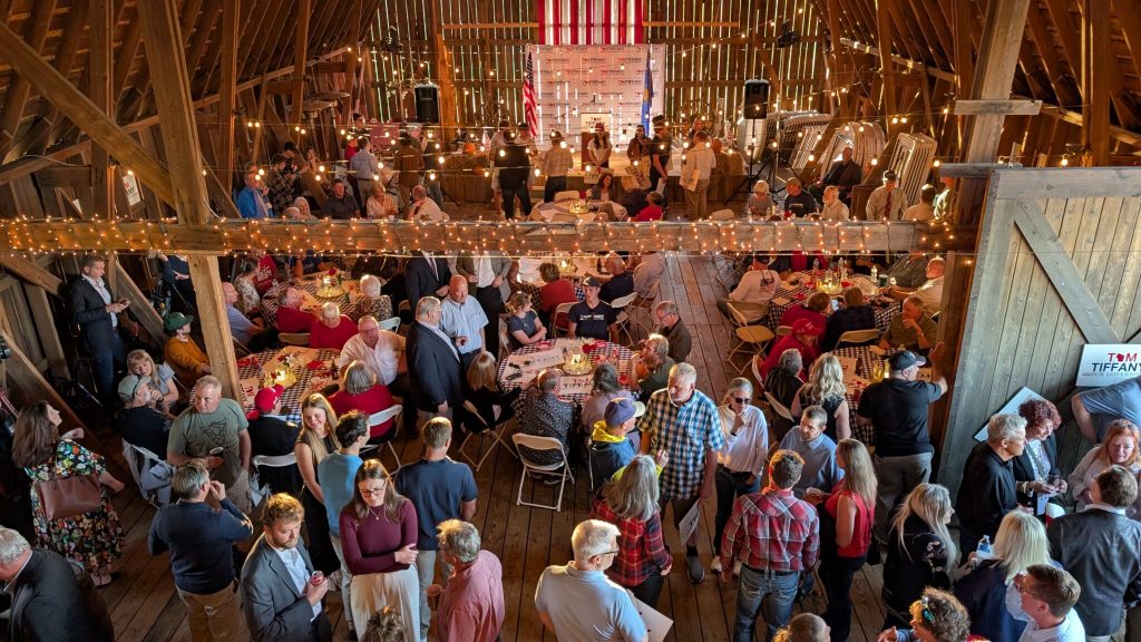 U.S. Rep. Tom Tiffany’s launch event was held in a barn near Wausau on Wednesday. (Photo by Baylor Spears/Wisconsin Examiner)
