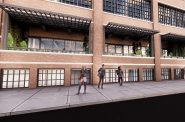 AC Marriott Third Ward, first floor porch. Rendering by Cooper Cary.