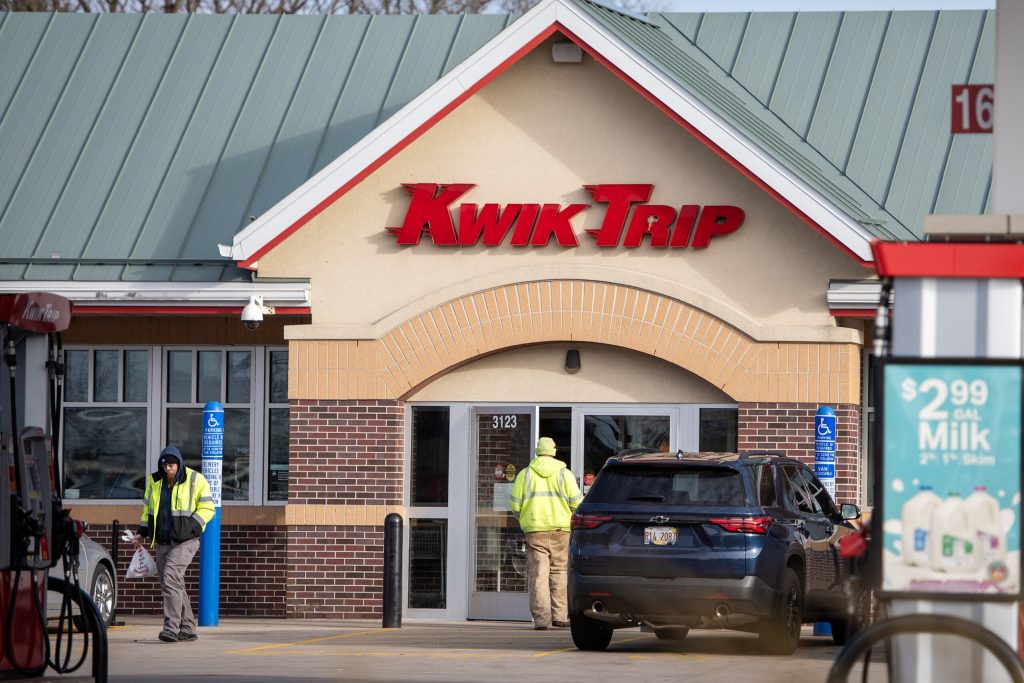 Customers shop at Kwik Trip on Tuesday, Dec. 19, 2023, in Janesville, Wis. Angela Major/WPR