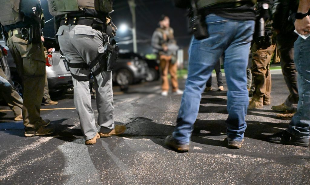 This photo shows what appears to be law enforcement officers standing in a circle. The FBI’s Milwaukee office posted this image to social media on Sept. 25, 2025. Photo courtesy of the FBI