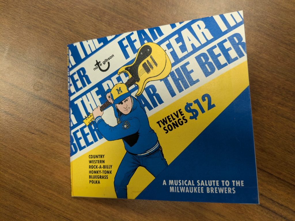 The album cover for “Fear the Beer: A Musical Salute to the Milwaukee Brewers” by Madison-based country musician Nate Gibson. Richelle Wilson/WPR